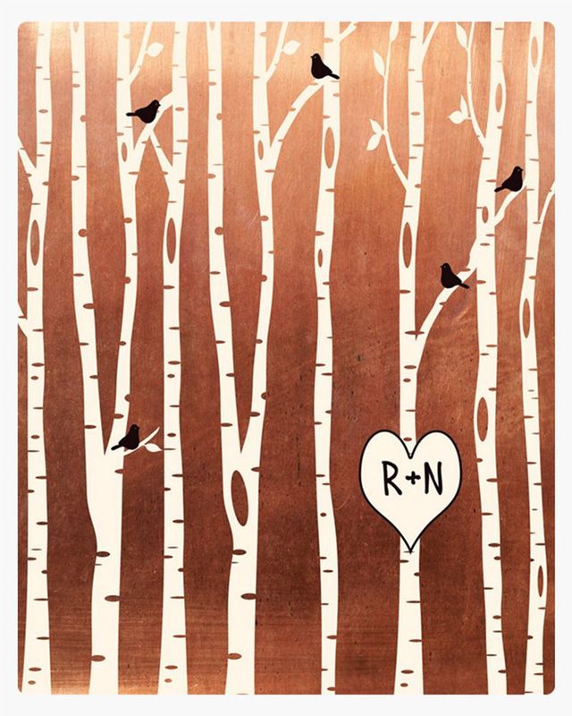 #1 Best Seller - Copper Birch Tree Forest 7th Anniversary Wall Plaque Gift for Couple LTC-1428