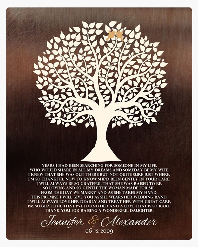 White Bronze Tree Silhouette Wedding Wall Plaque Gift for Mother Of The Bride LTC-1409