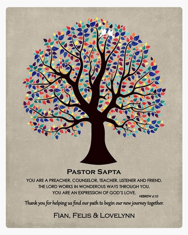Multicolor Curly Tree Appreciation Wall Plaque Gift for Pastor LTC-1494