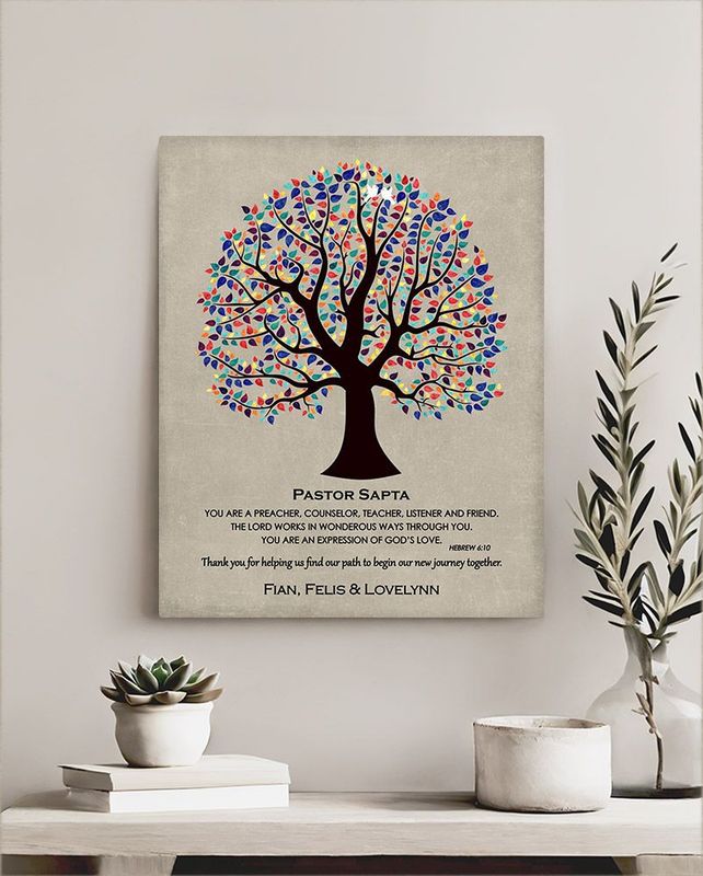 Multicolor Curly Tree Appreciation Wall Plaque Gift for Pastor LTC-1494
