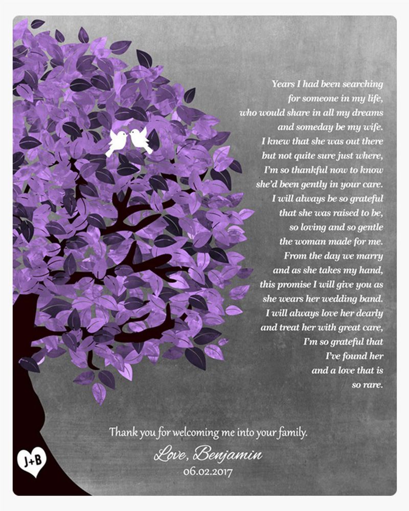 Purple Half Purple Tree Wedding Wall Plaque Gift for Mother Of The Bride LTC-1486