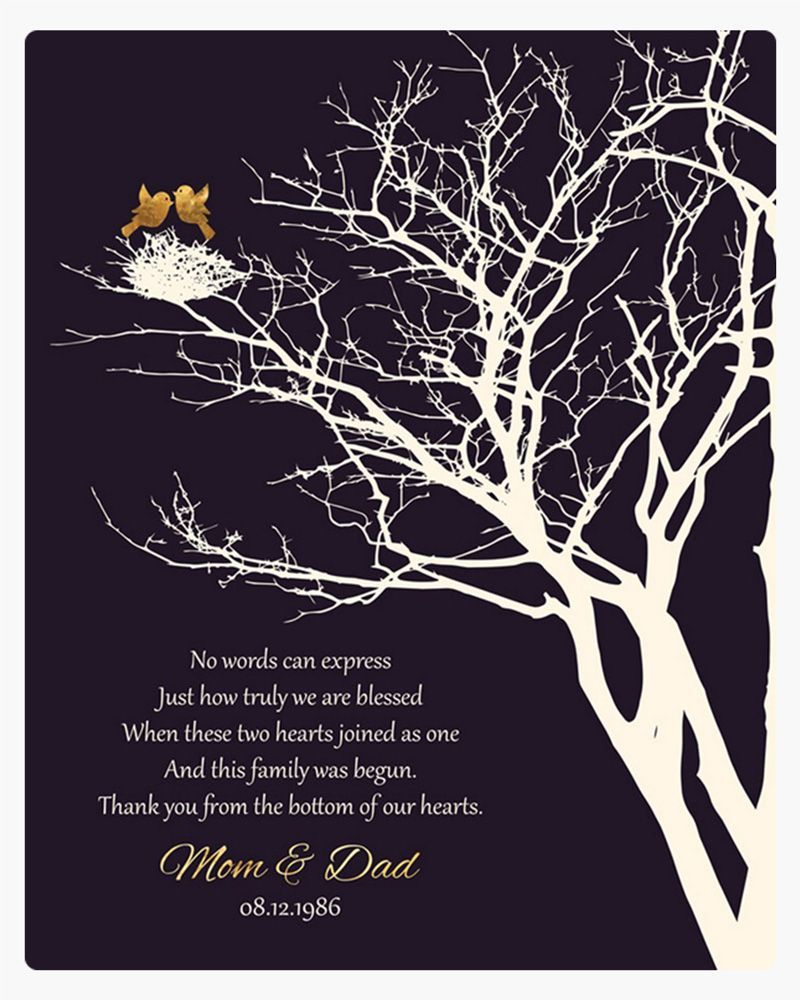 Purple Branchy Tree with Nest 50th Anniversary Wall Plaque Gift for Parents LTC-1363