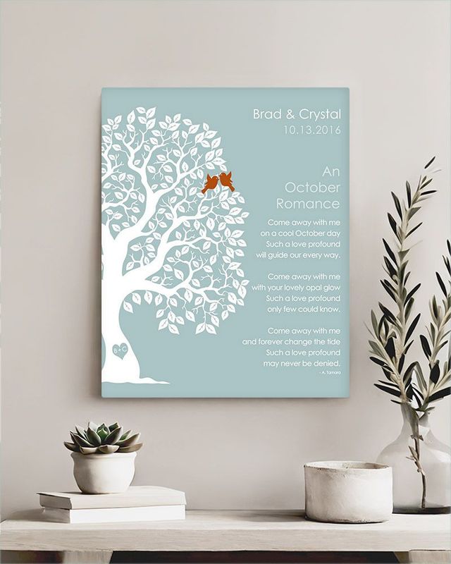 Blue Half Artful Tree Engagement Wall Plaque Gift for Couple LTC-1710