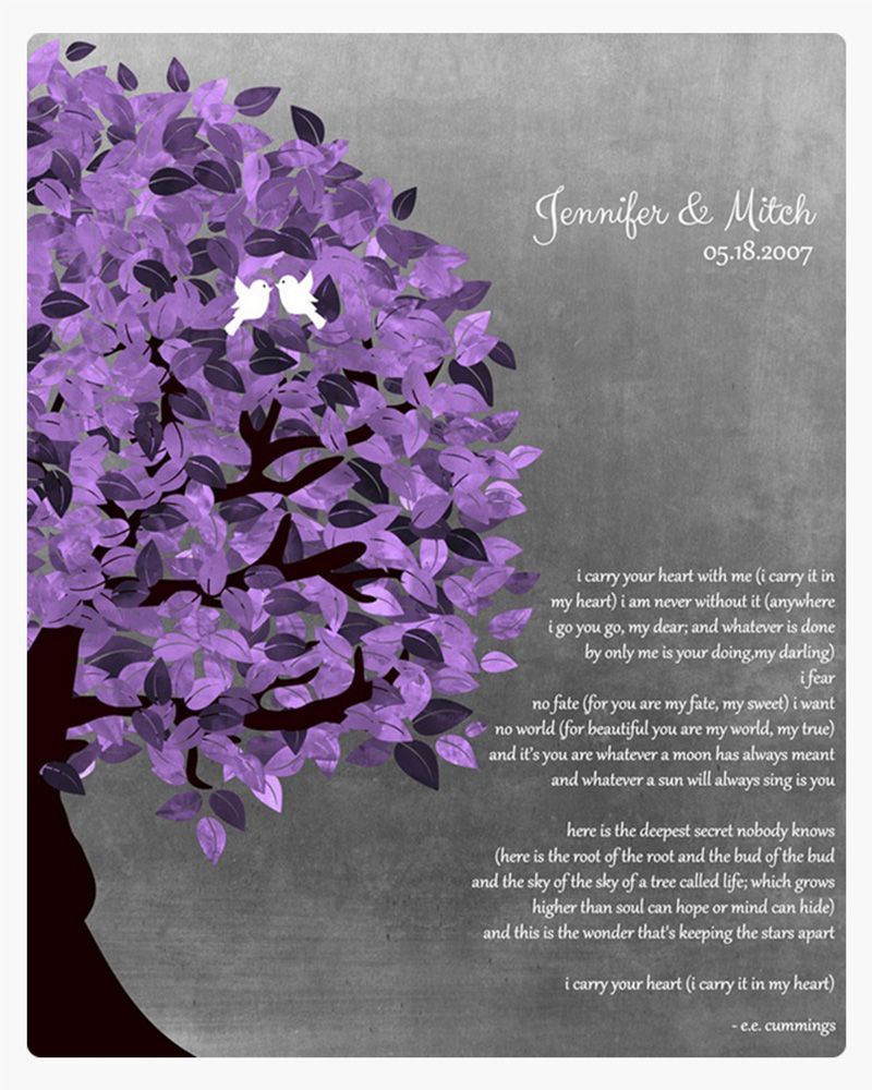 Purple Tin Half Purple Tree 10th Anniversary Wall Plaque Gift for Couple LTC-1483