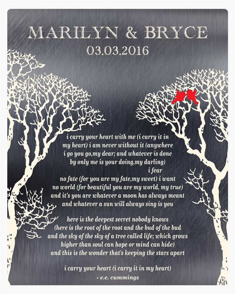 White Tin Bare Tree 10th Anniversary Wall Plaque Gift for Couple LTC-1303