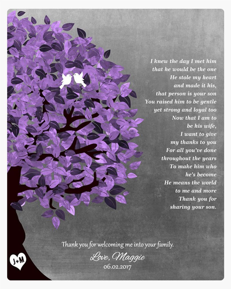 Purple Half Purple Tree Wedding Wall Plaque Gift for Mother Of The Groom LTC-1487