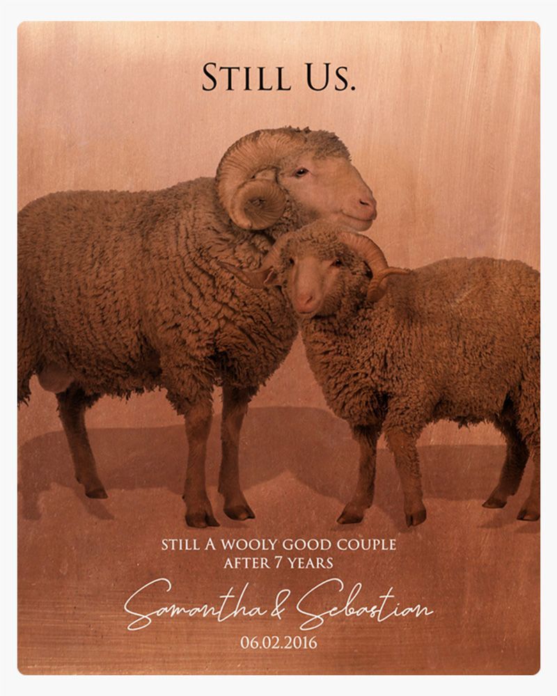 Copper Sheep Wool 7th Anniversary Wall Plaque Gift for Couple LTC-1559