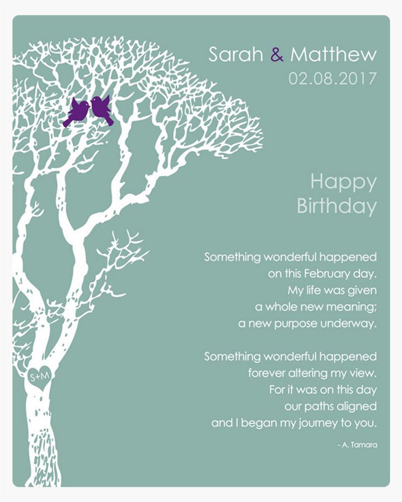 Green White Bare Tree Spouse Birthday Wall Plaque Gift for Spouse LTC-1714