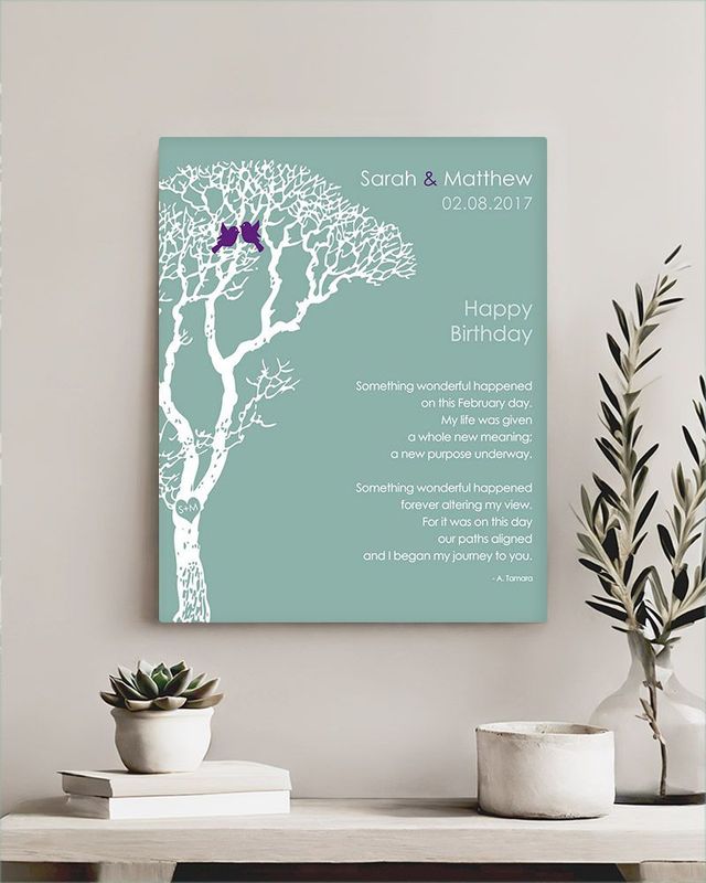 Green White Bare Tree Spouse Birthday Wall Plaque Gift for Spouse LTC-1714
