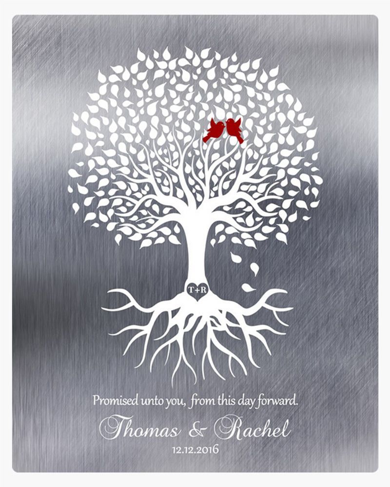 White Tin White Tree with Roots Engagement Wall Plaque Gift for Couple LTC-1421