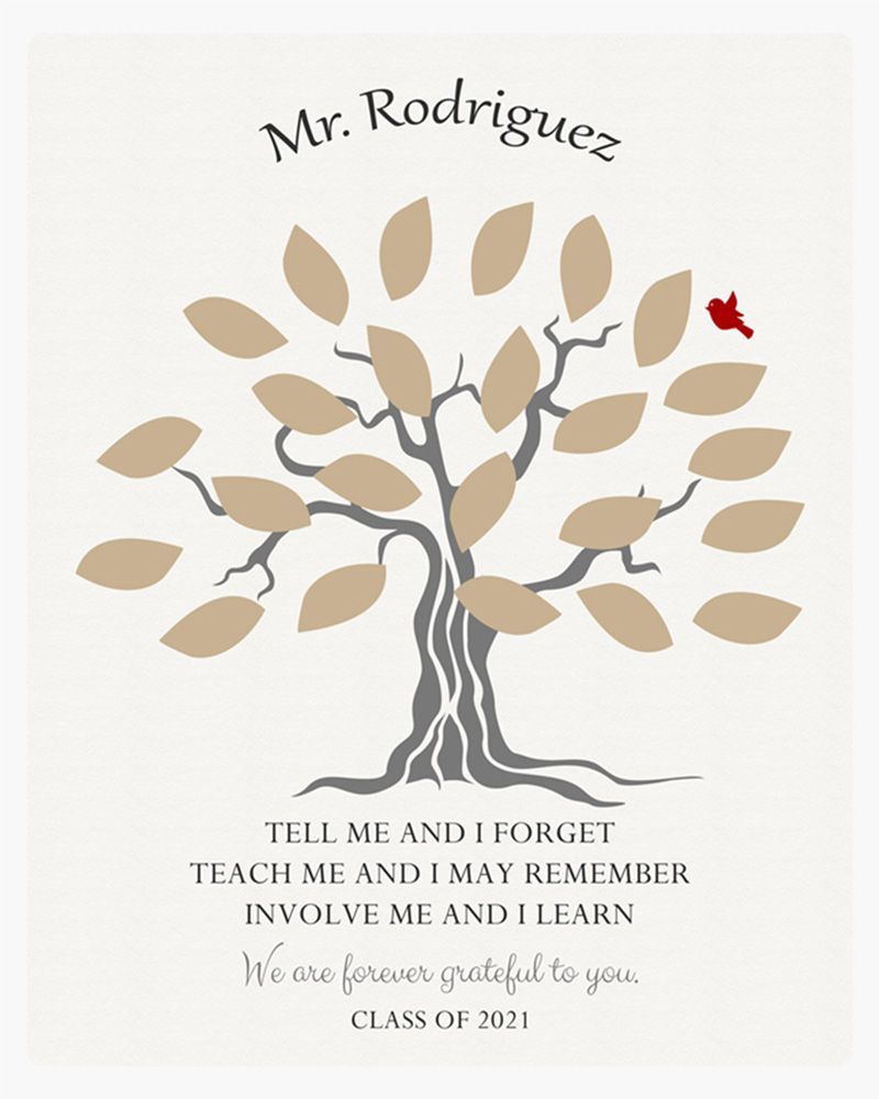 Brown Names in Leaves Teacher Appreciation Wall Plaque Gift for Educator LTC-1796