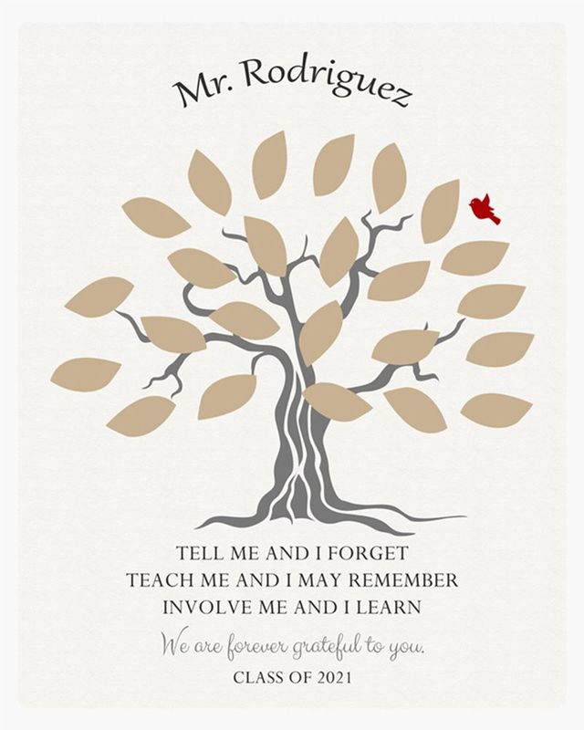 Brown Names in Leaves Teacher Appreciation Wall Plaque Gift for Educator LTC-1796