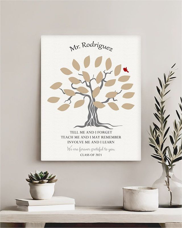 Brown Names in Leaves Teacher Appreciation Wall Plaque Gift for Educator LTC-1796