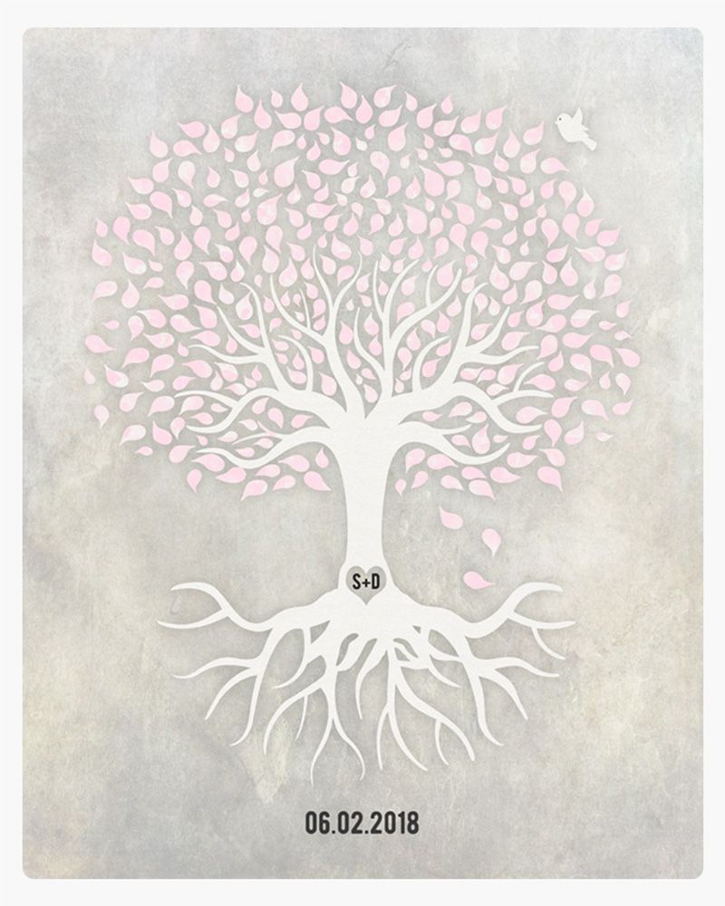 Pink White Canopy Tree Anniversary Wall Plaque Gift for Couple LTC-1540