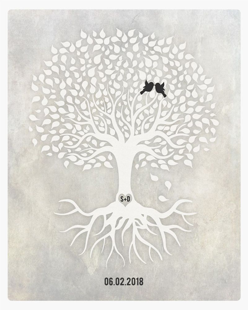 Beige White Tree with Roots Anniversary Wall Plaque Gift for Couple LTC-1523