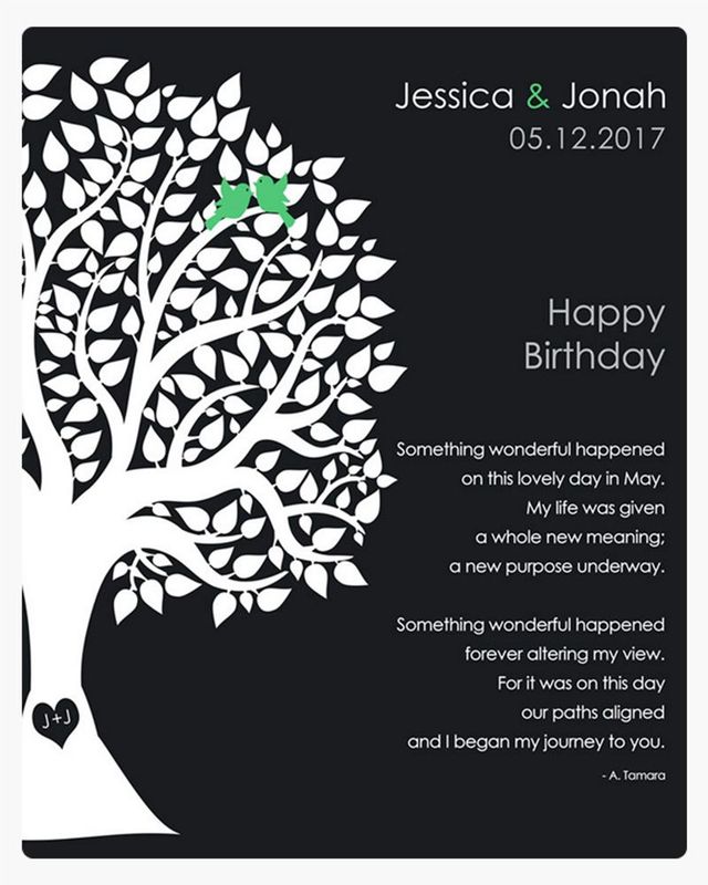 Black Half Silhouette Tree Spouse Birthday Wall Plaque Gift for Spouse LTC-1717