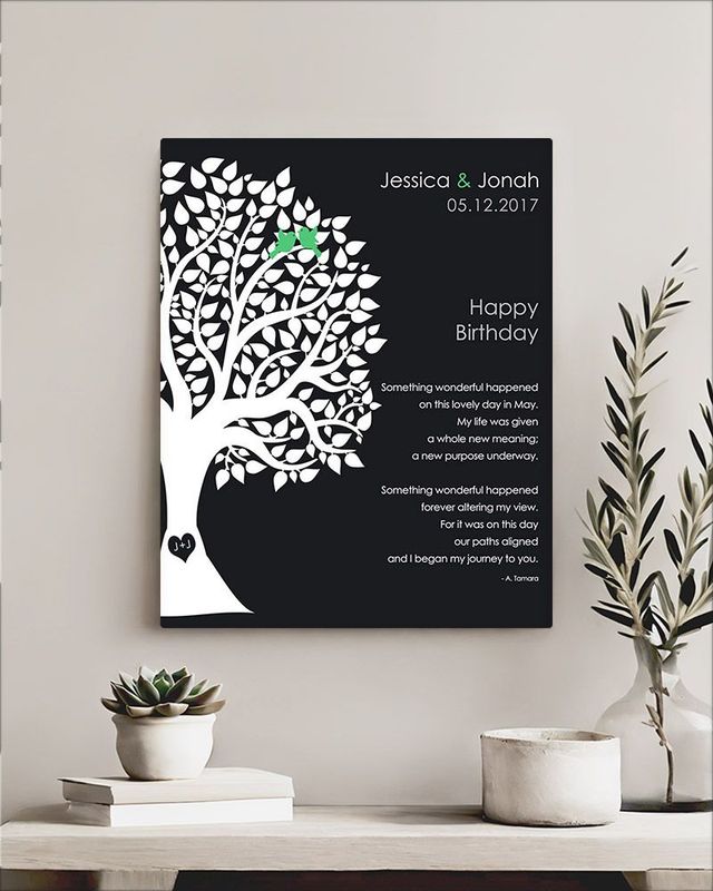 Black Half Silhouette Tree Spouse Birthday Wall Plaque Gift for Spouse LTC-1717