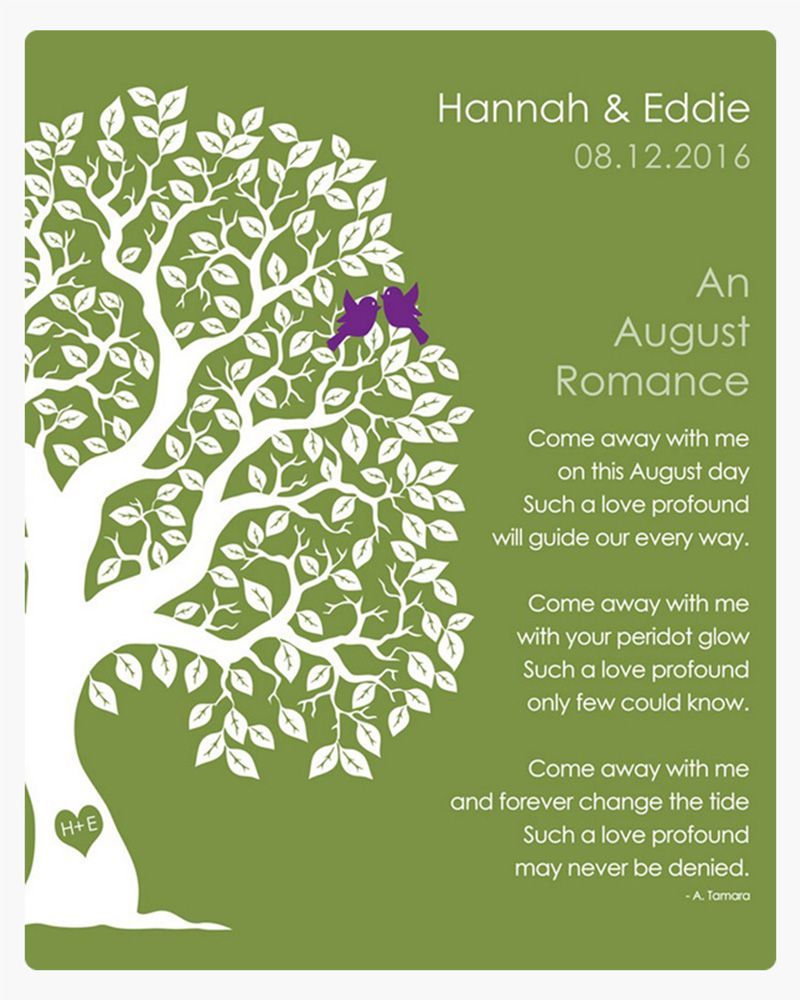 Green Half Artful Tree Engagement Wall Plaque Gift for Couple LTC-1708