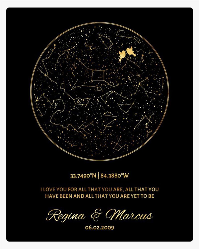 Black Star Map 50th Anniversary Wall Plaque Gift for Couple LTC-1760