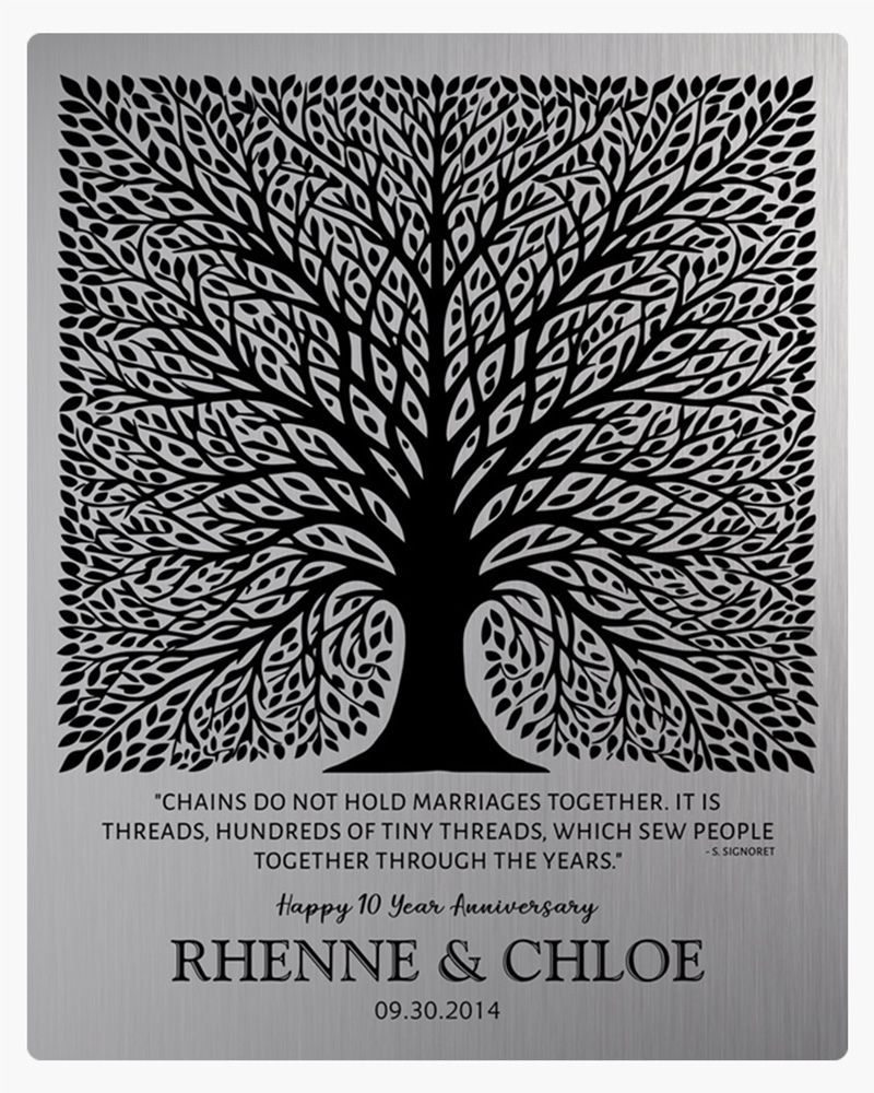 #1 Best Seller - Tin Elaborate Square Tree 10th Anniversary Wall Plaque Gift for Couple LTC-1583