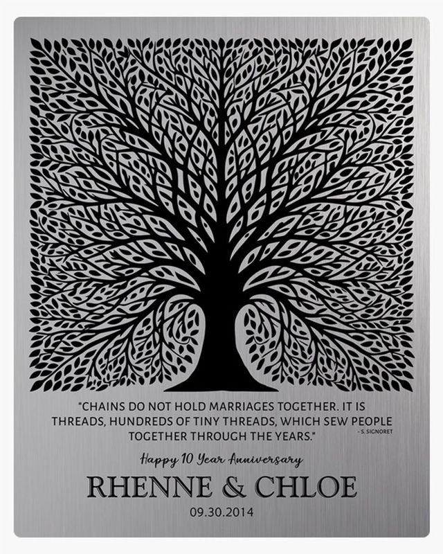 #1 Best Seller - Tin Elaborate Square Tree 10th Anniversary Wall Plaque Gift for Couple LTC-1583