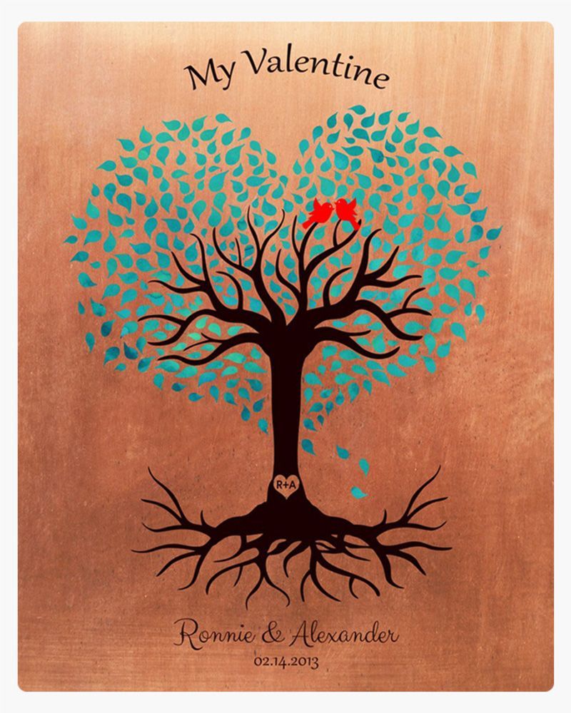 Heart Shape Tree Copper Valentine&#39;s Day Wall Plaque Gift for Couple LTC-1814