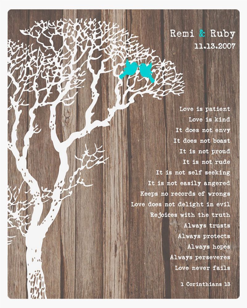 White Wood Bare Tree 5th Anniversary Wall Plaque Gift for Couple LTC-1733