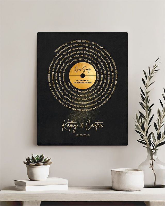 Gold Gold Our Song Gold Record Lable Spiral 50th Anniversary Wall Plaque Gift for Couple LTC-2118