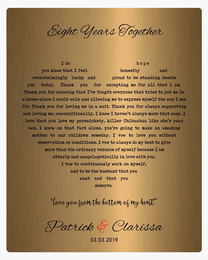 Black Brass Heart Shape Song Lyrics 21st Anniversary Wall Plaque Gift for Couple LTC-1789
