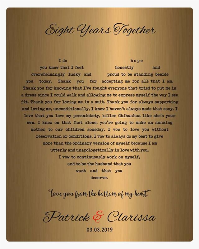 Black Brass Heart Shape Song Lyrics 21st Anniversary Wall Plaque Gift for Couple LTC-1789
