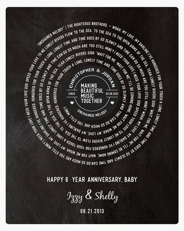 White Iron Our Song Lyrics 6th Anniversary Wall Plaque Gift for Couple LTC-1911