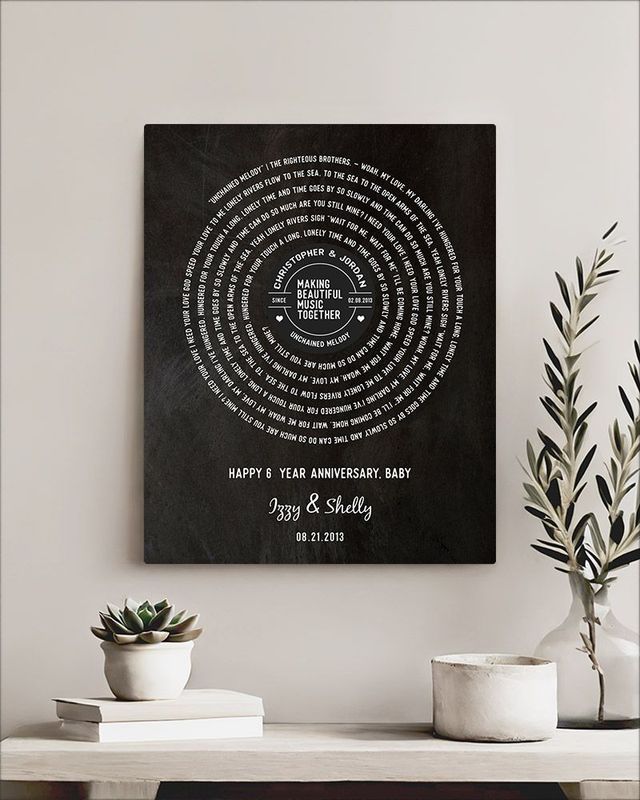 White Iron Our Song Lyrics 6th Anniversary Wall Plaque Gift for Couple LTC-1911
