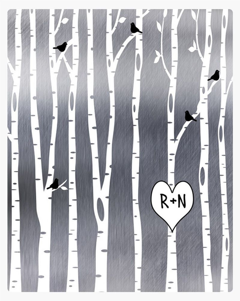 White Tin Birch Tree Forest 10th Anniversary Wall Plaque Gift for Couple LTC-1503