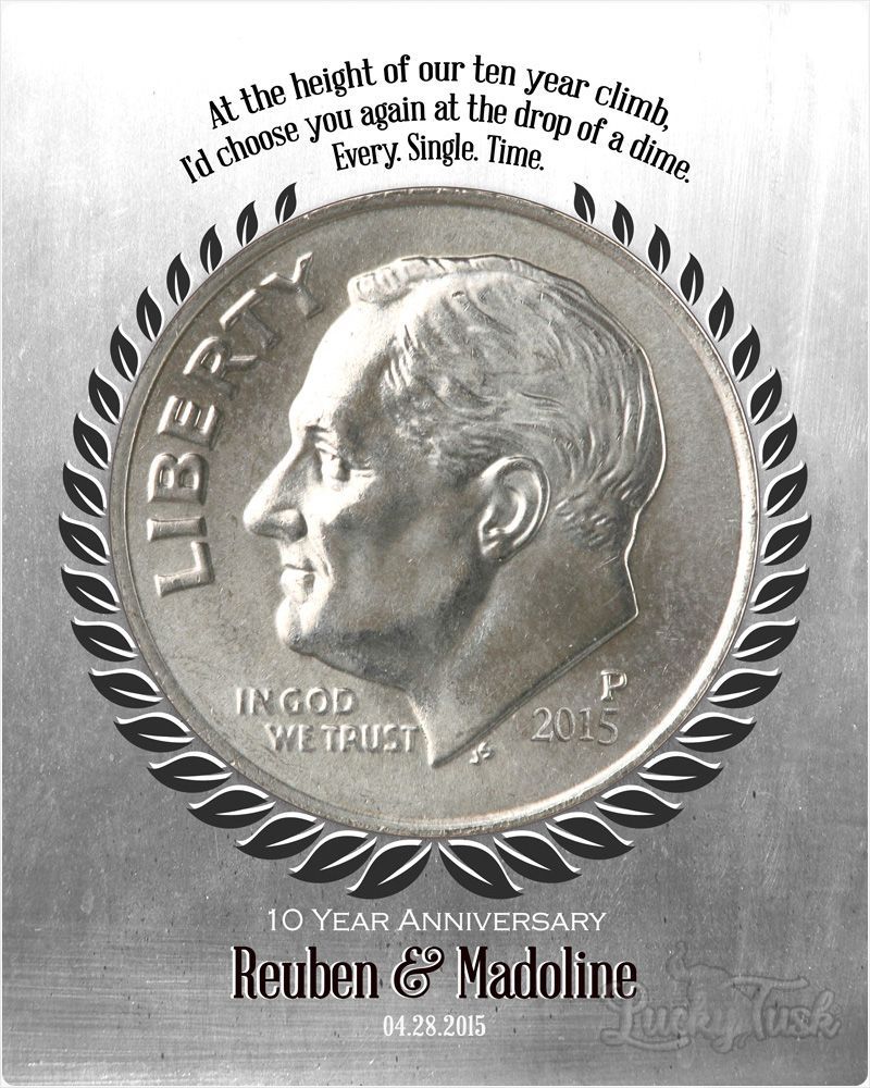 #1 Best Seller - Tin Dime Coin I Choose You 10 Year Anniversary Wall Plaque Gift for Couple LTC-2140