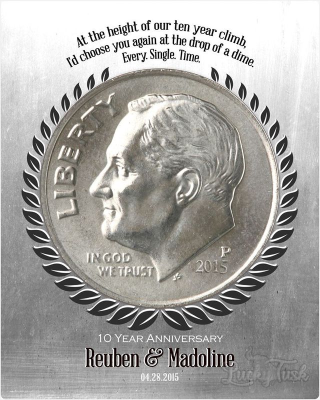 #1 Best Seller - Tin Dime Coin I Choose You 10 Year Anniversary Wall Plaque Gift for Couple LTC-2140