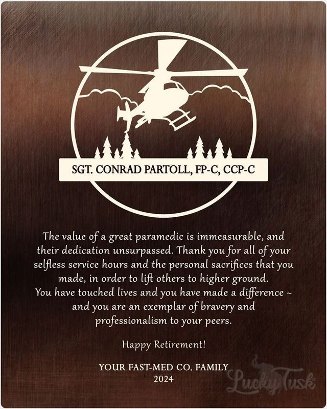 White Bronze Helicopter Pilot Service Award Retirement Wall Plaque Gift for Pilot LTC-2130