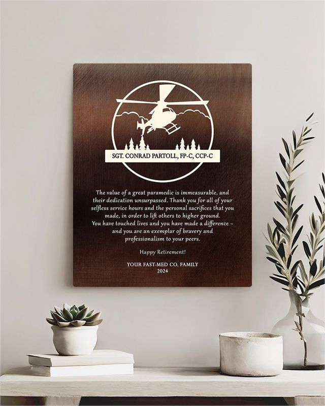 White Bronze Helicopter Pilot Service Award Retirement Wall Plaque Gift for Pilot LTC-2130