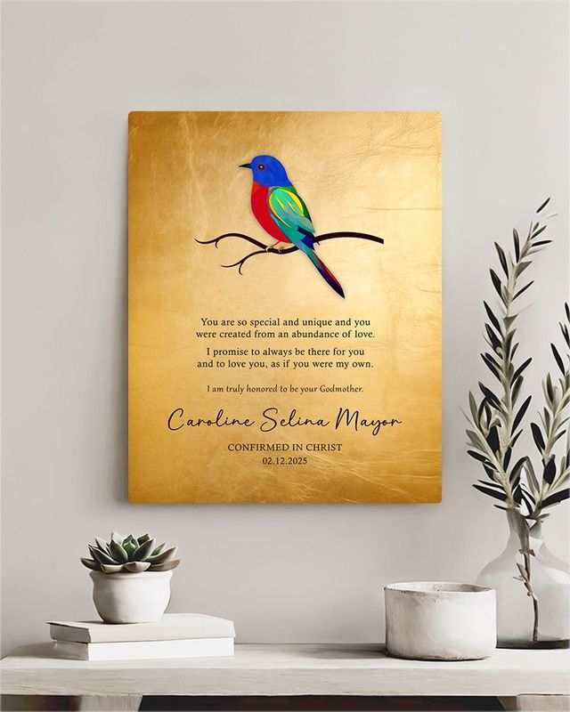 #1 Best Seller - Gold Painted Bunting Confirmation Faith Milestone Wall Plaque Gift for Child LTC-2115