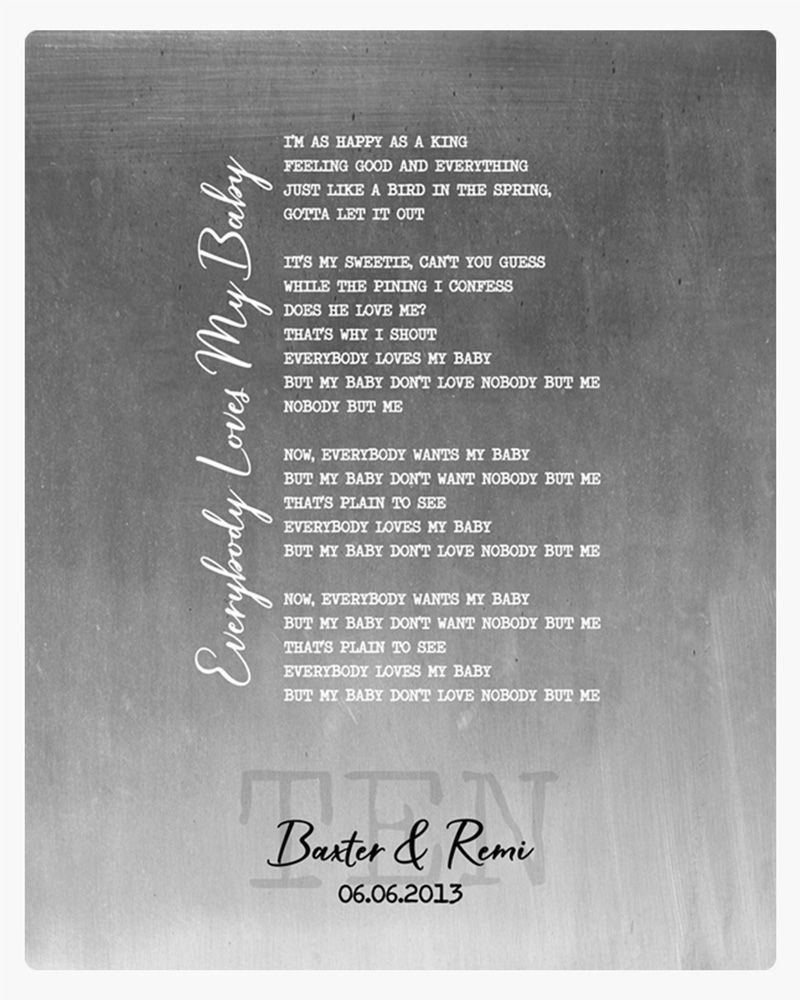 White Tin Our Song Lyrics 10th Anniversary Wall Plaque Gift for Couple LTC-1925