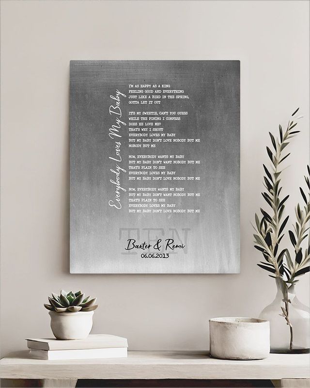 White Tin Our Song Lyrics 10th Anniversary Wall Plaque Gift for Couple LTC-1925