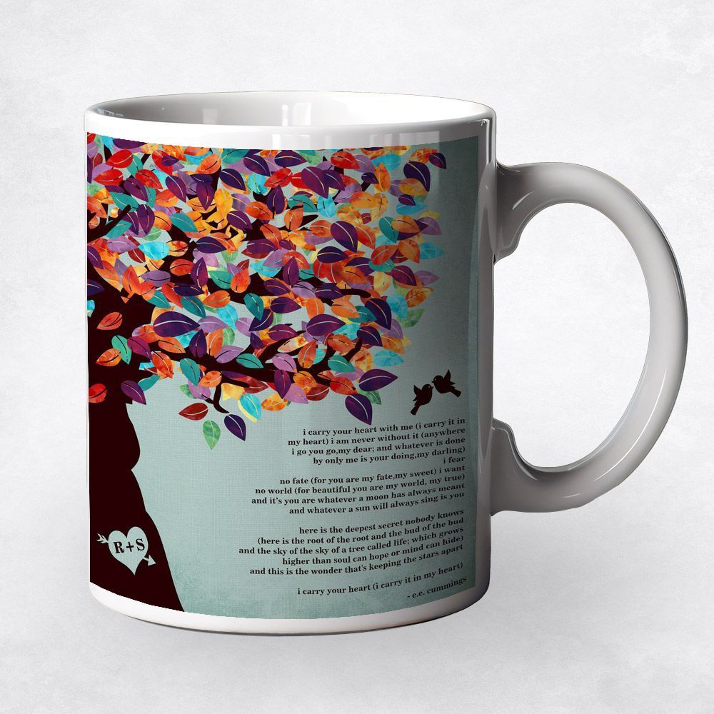 Half Spring Tree Anniversary Coffee Mug Gift for Couple M-1263