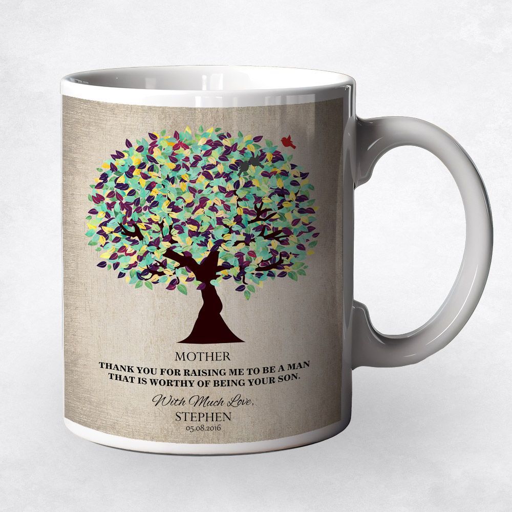 Green Plum Tree Family Ceramic Coffee Mug Gift For Mom M-1220