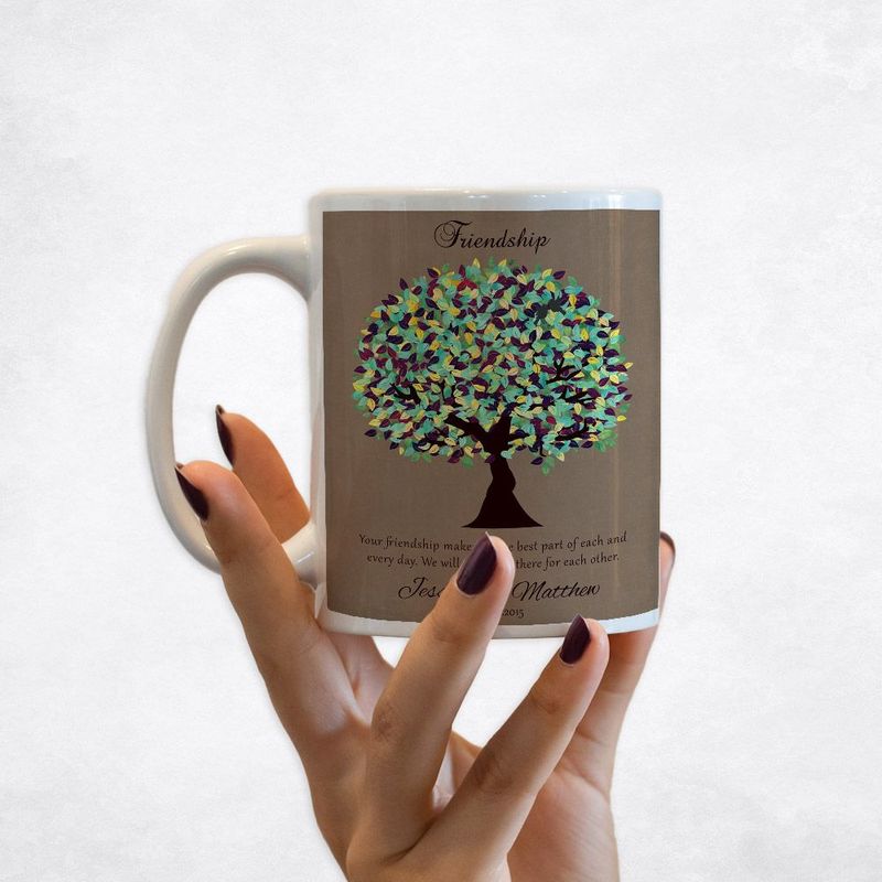 Burlap Plum Tree Friendship Coffee Mug Gift for Friend M-1189