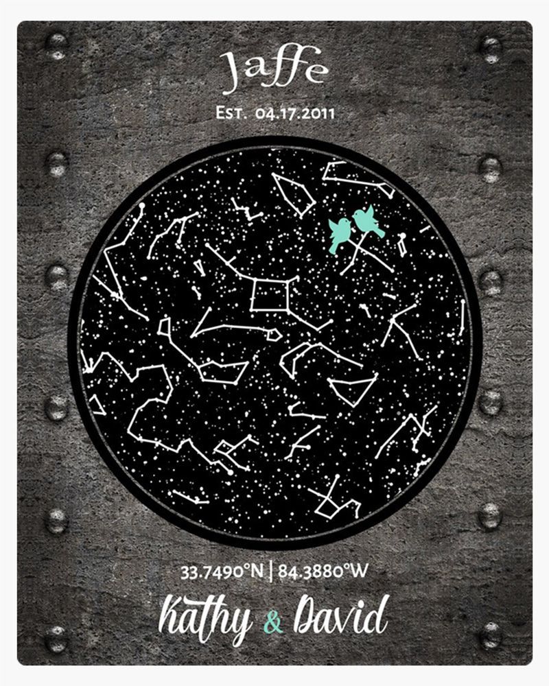 Black Iron Star Map 6th Anniversary Wall Plaque Gift for Couple LTC-1744
