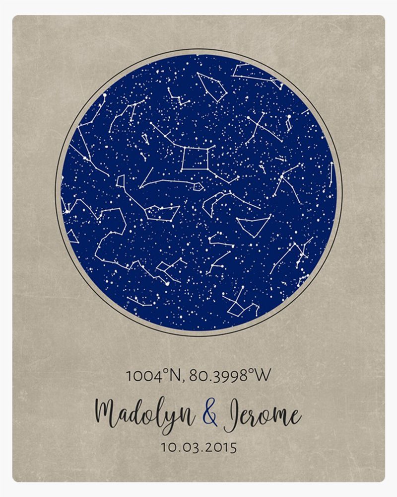 Beige Star Map 2nd Anniversary Wall Plaque Gift for Couple LTC-1736
