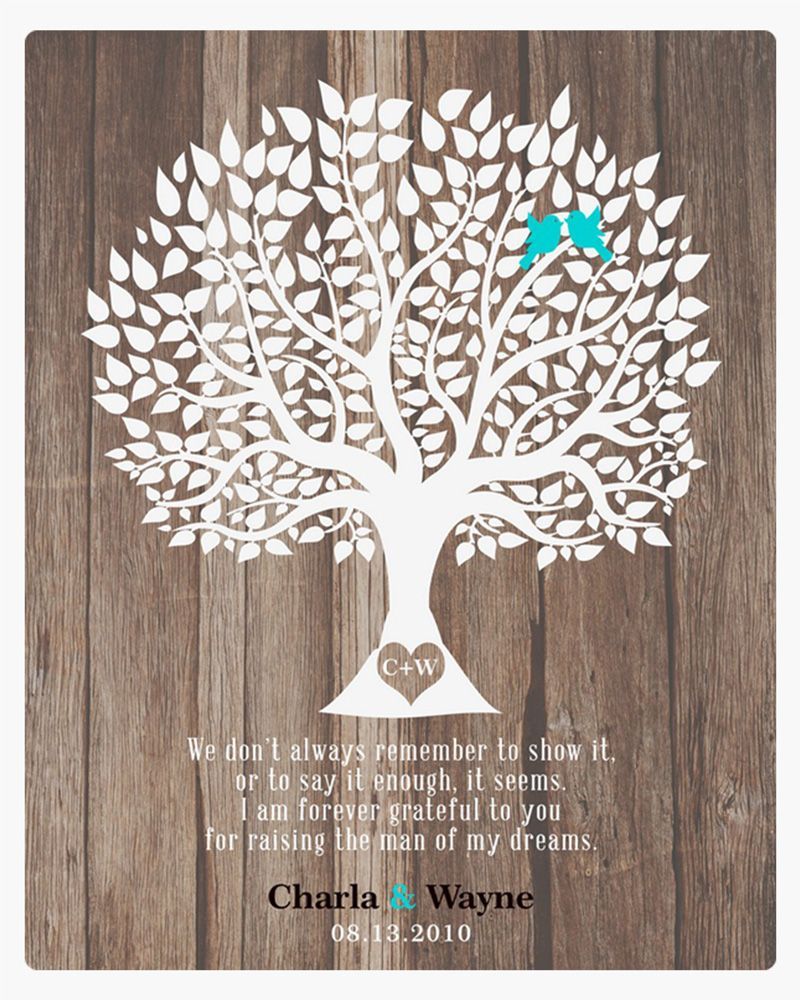 White Wood Tree Silhouette Wedding Wall Plaque Gift for Mother Of The Groom LTC-1728