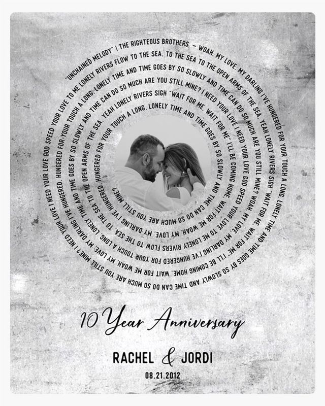Black Tarnished Tin Our Song Lyrics 10th Anniversary Wall Plaque Gift for Couple LTC-1905