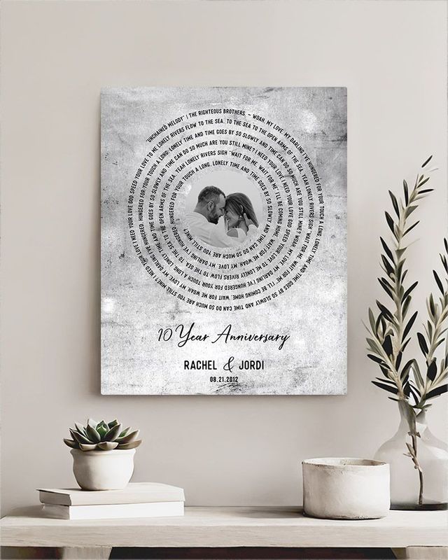 Black Tarnished Tin Our Song Lyrics 10th Anniversary Wall Plaque Gift for Couple LTC-1905