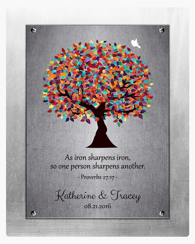 Multicolor Iron Tree Silhouette 6th Anniversary Wall Plaque Gift for Couple LTC-1902