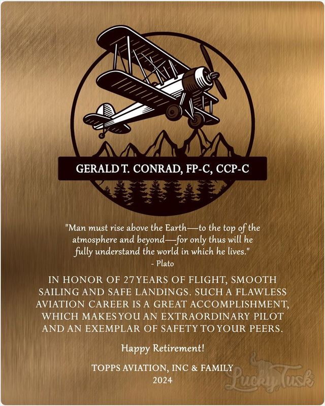 #1 Best Seller - Bronze Airplane Pilot Biplane Service Award Retirement Wall Plaque Gift for Pilot LTC-2131